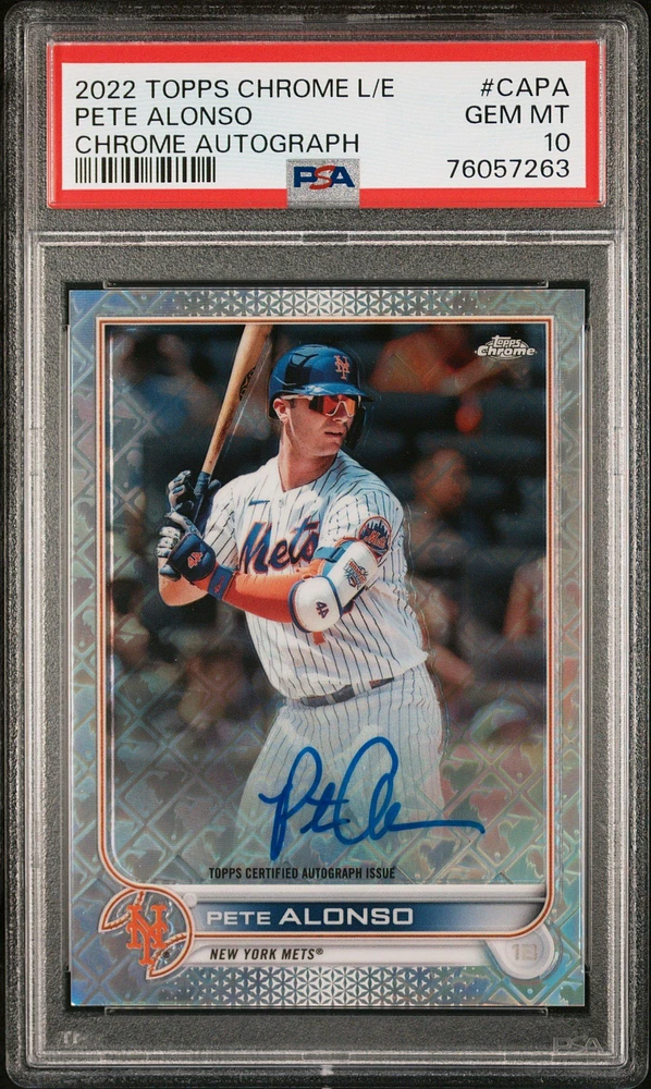 2022 Topps Chrome Logofractor Edition Chrome Autographs Capa Pete Alonso PSA 10
