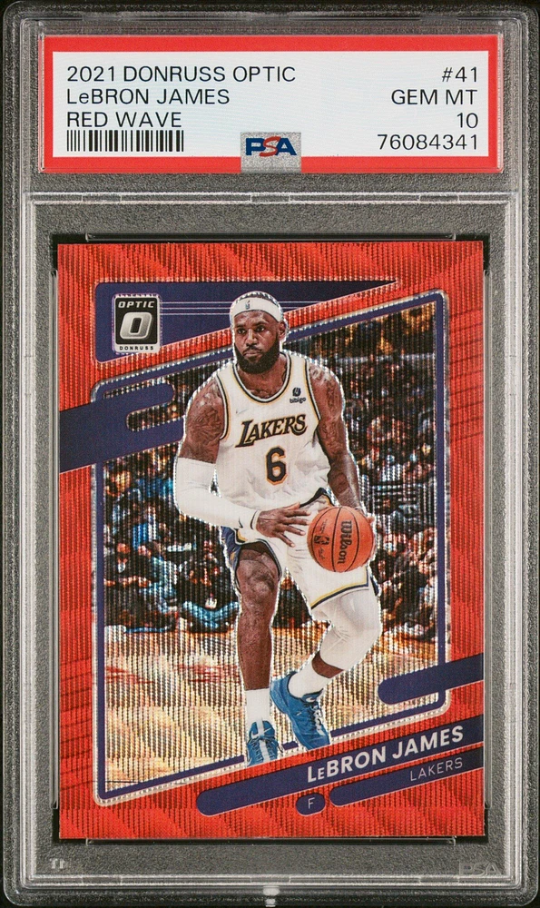 2021 Panini Donruss Optic 41 Lebron James Red Wave PSA 10