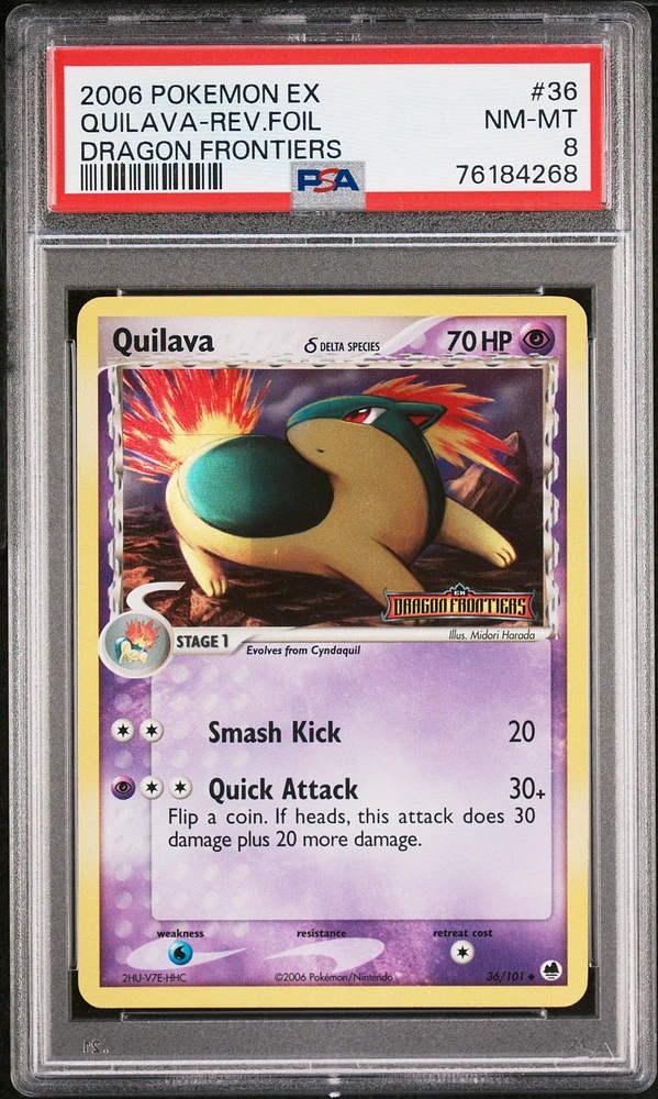2006 Pokemon Ex Dragon Frontiers 36 Quilava-reverse Foil PSA 8