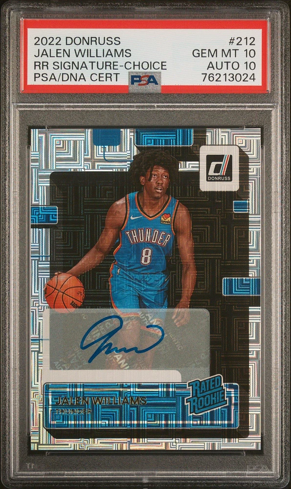 2022 Panini Donruss 212 Jalen Williams Rated Rookie Signature-choice PSA 10