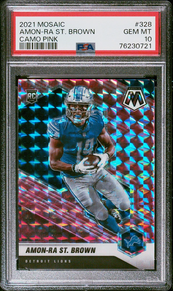 2021 Panini Mosaic 328 Amon-ra St. Brown Camo Pink PSA 10