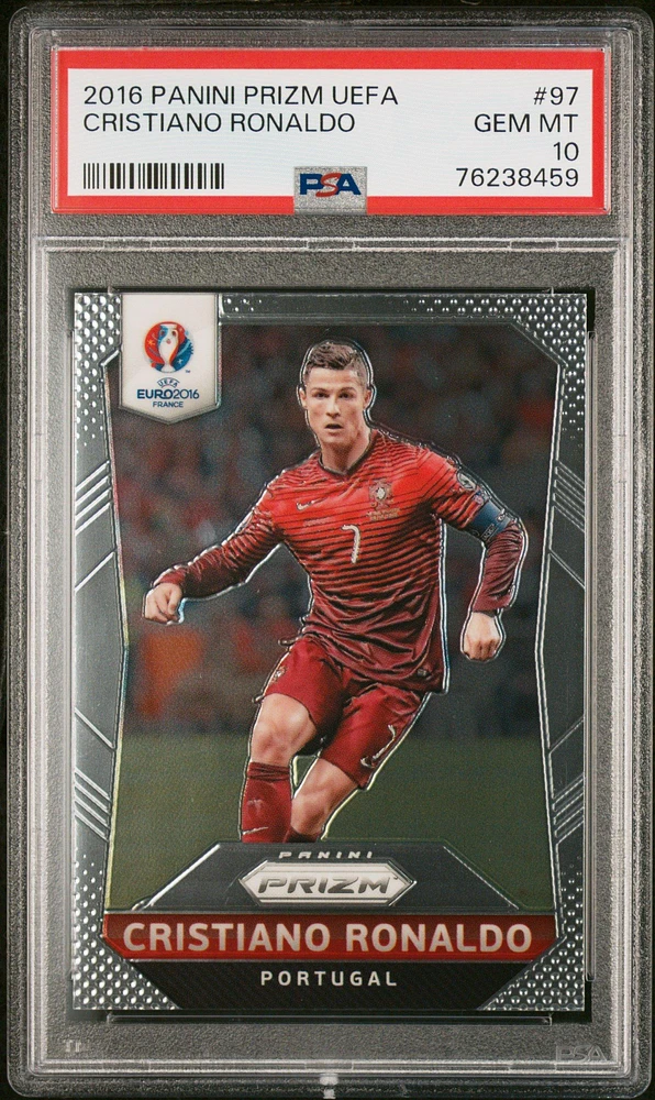 2016 Panini Prizm Uefa 97 Cristiano Ronaldo PSA 10