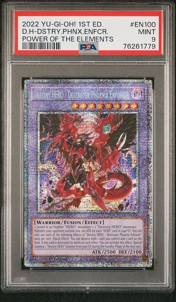 2022 Yu-gi-oh! Pote-power Of The Elements En100 Destiny Hero-destroyer Phoenix Enforcer 1st Edition PSA 9