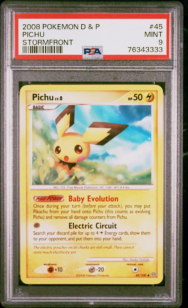 2008 Pokemon Diamond & Pearl Stormfront 45 Pichu PSA 9