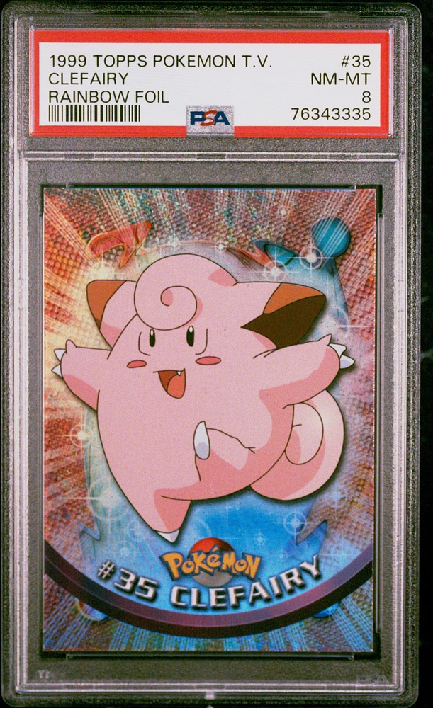 1999 Topps Pokemon Tv 35 Clefairy Rainbow Foil PSA 8