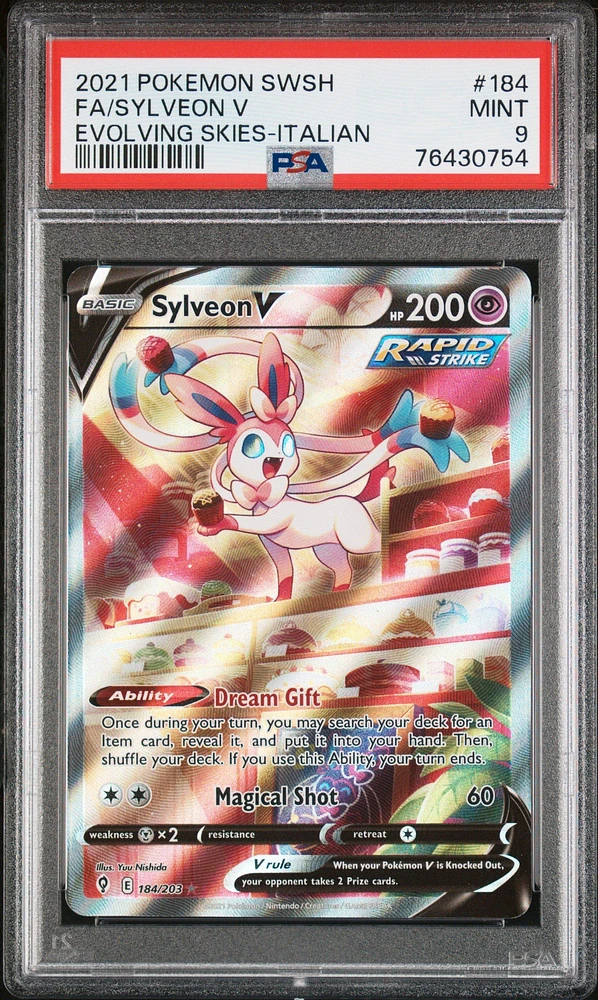 2021 Pokemon Sword & Shield Evolving Skies 184 Full Art/sylveon V Italian PSA 9