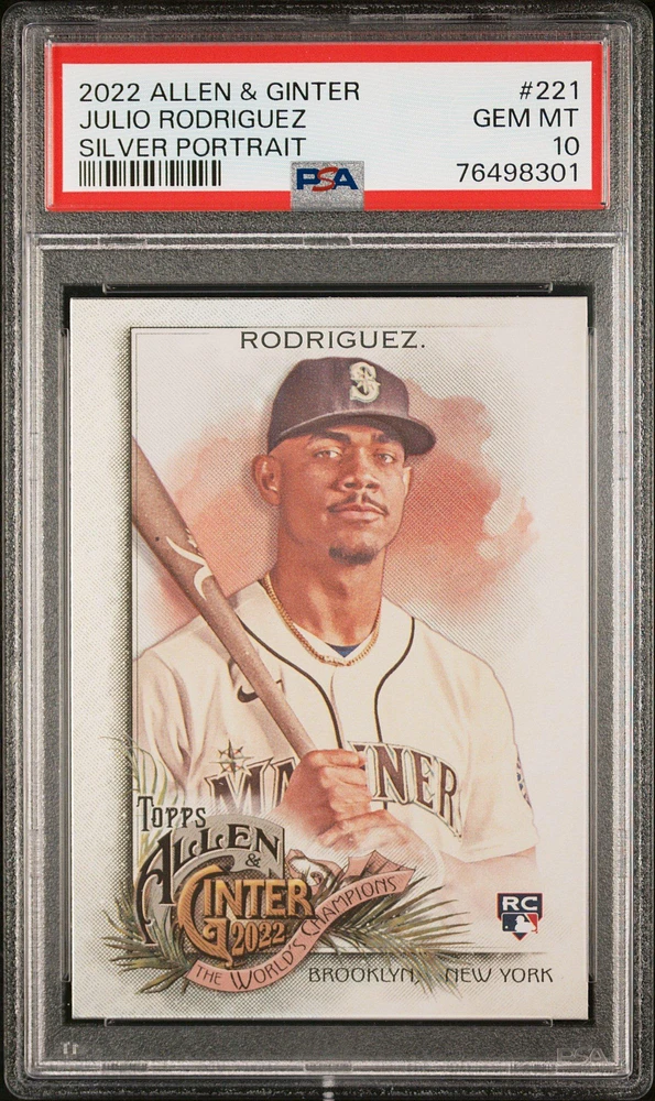 2022 Topps Allen & Ginter 221 Julio Rodriguez Silver Portrait PSA 10