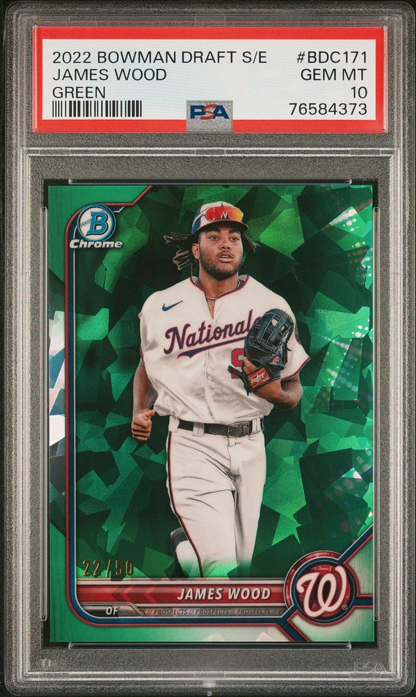 2022 Bowman Draft Chrome Sapphire Edition 171 James Wood Green PSA 10