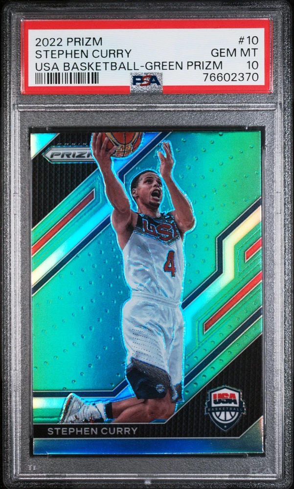 2022 Panini Prizm Usa Basketball 10 Stephen Curry Green Prizm PSA 10