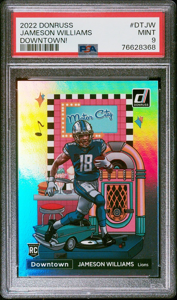 2022 Panini Donruss Downtown Dtjw Jameson Williams PSA 9