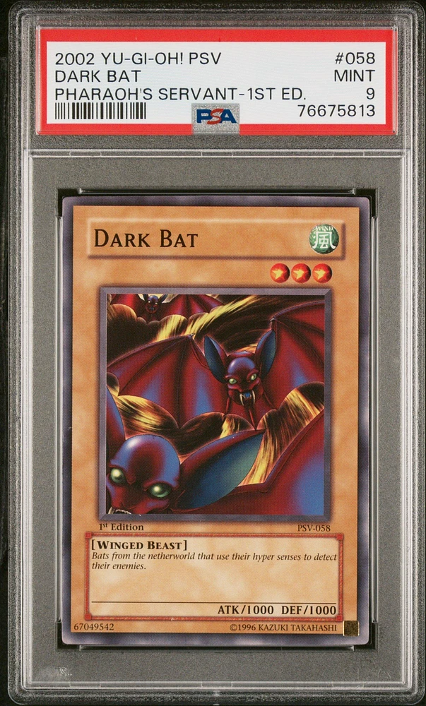 2002 Yu-gi-oh! Psv-pharaoh's Servant 058 Dark Bat 1st Edition PSA 9