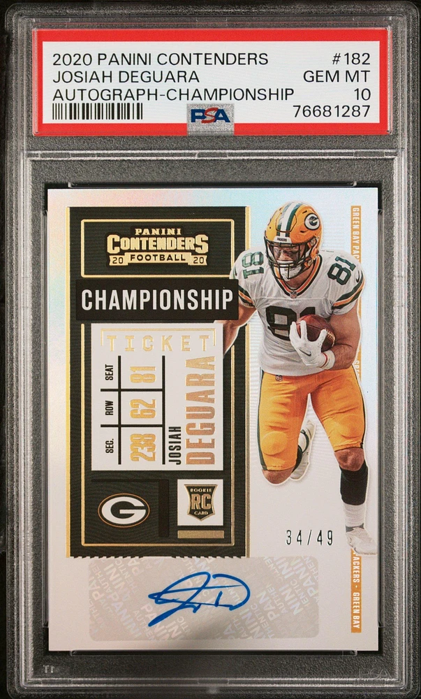 2020 Panini Contenders 182 Josiah Deguara Autograph-championship PSA 10