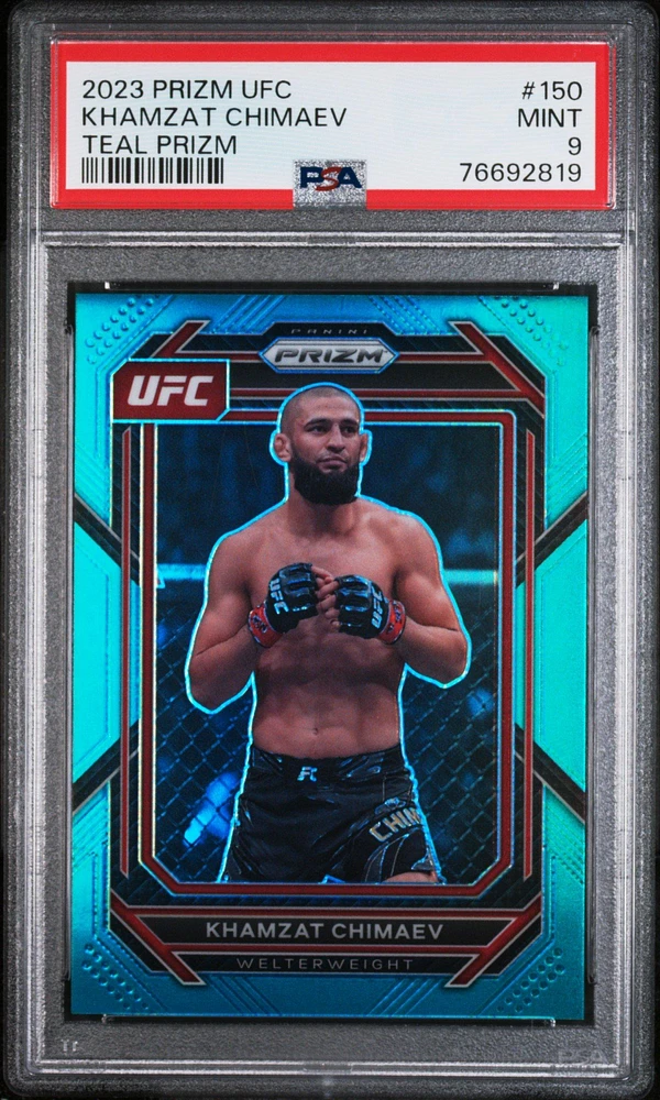 2023 Panini Prizm Ufc 150 Khamzat Chimaev Teal Prizm PSA 9