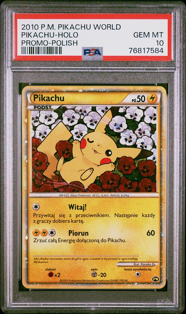 2010 Pokemon Pikachu World Promo Pikachu-holo Polish PSA 10