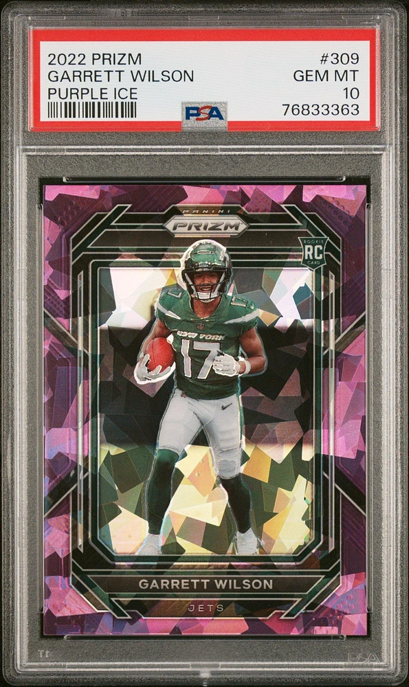 2022 Panini Prizm 309 Garrett Wilson Purple Ice PSA 10