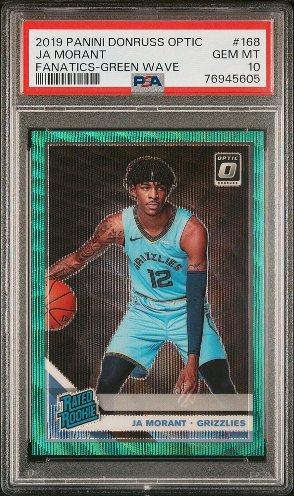 2019 Panini Donruss Optic 168 Ja Morant Fanatics-green Wave PSA 10