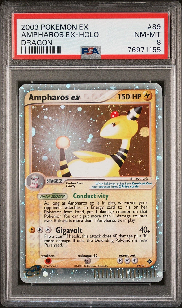 2003 Pokemon Ex Dragon 89 Ampharos Ex-holo PSA 8