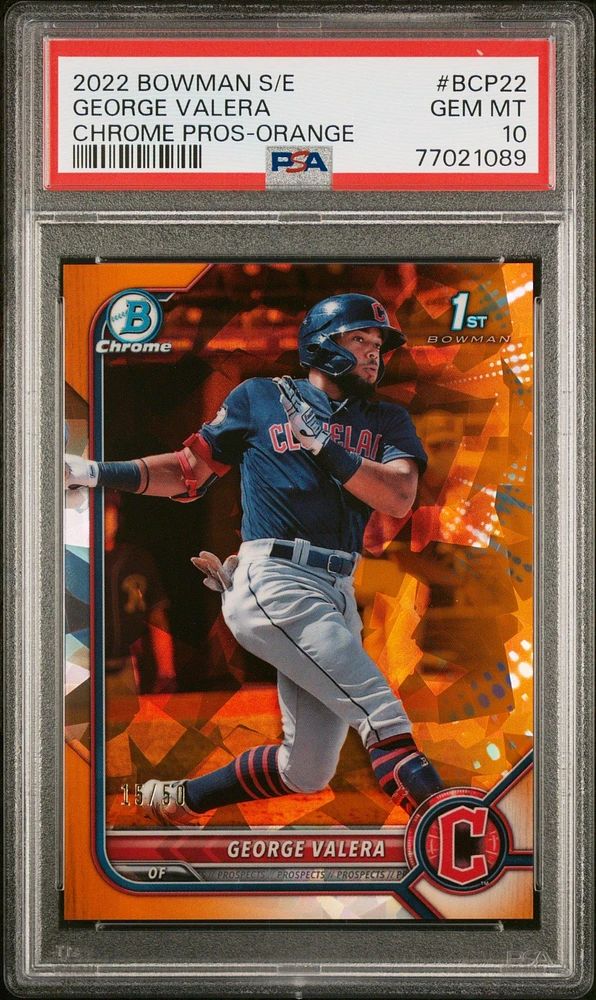2022 Bowman Sapphire Edition Chrome Prospects Bcp22 George Valera Orange PSA 10