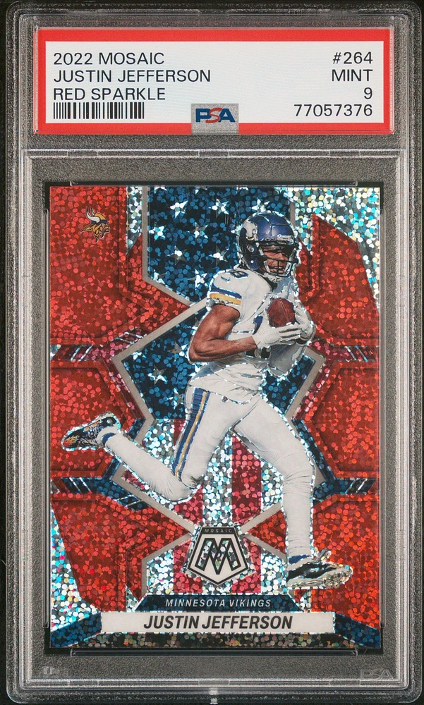 2022 Panini Mosaic 264 Justin Jefferson Red Sparkle PSA 9