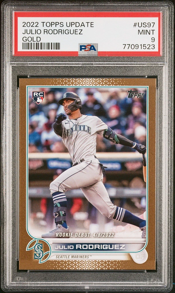 2022 Topps Update Us97 Julio Rodriguez Gold PSA 9