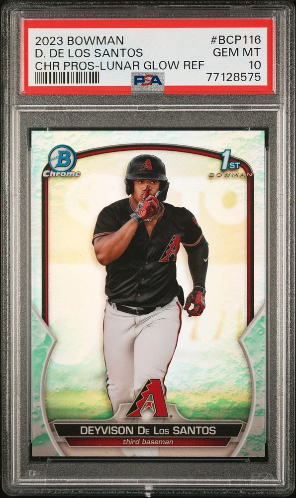 2023 Bowman Chrome Prospects Bcp116 Deyvison De Los Santos Lunar Glow Refractor PSA 10