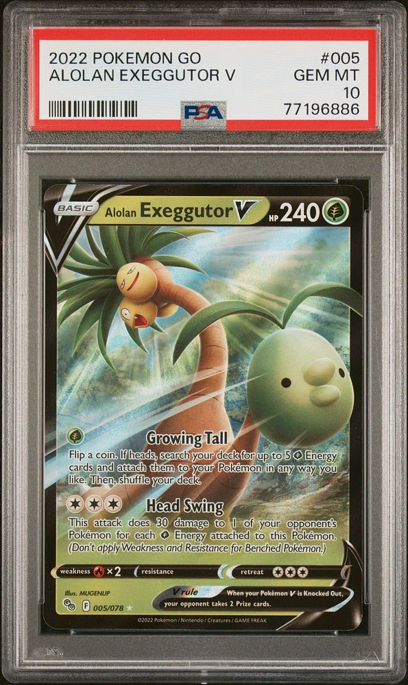 2022 Pokemon Go 005 Alolan Exeggutor V PSA 10