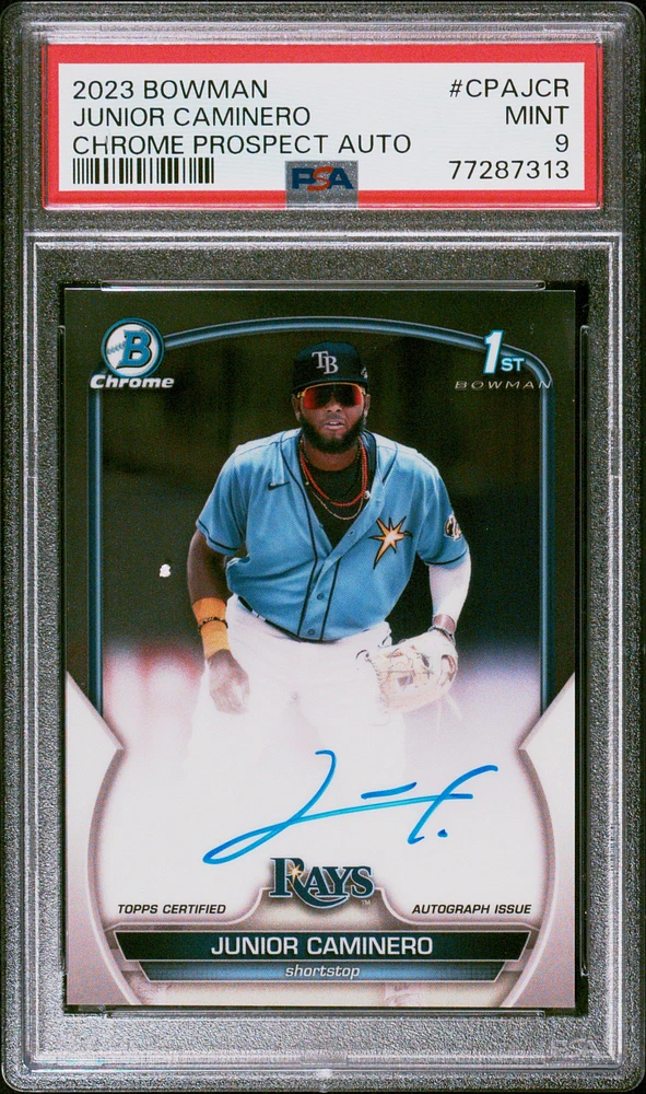 2023 Bowman Chrome Prospect Autographs Cpajcr Junior Caminero PSA 9