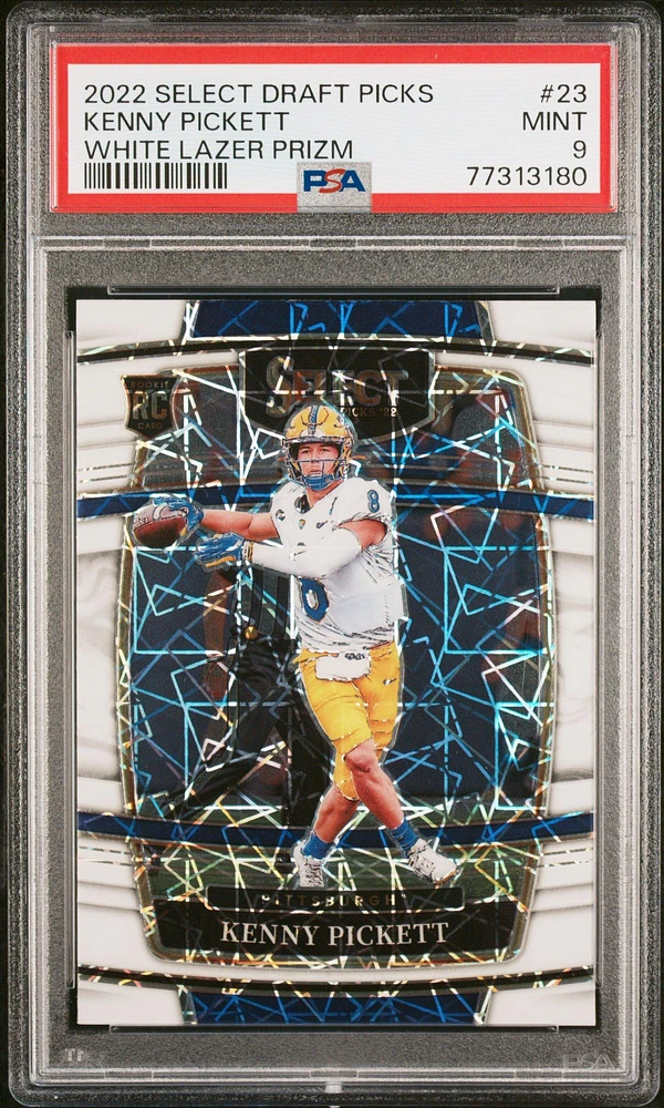 2022 Panini Select Draft Picks 23 Kenny Pickett White Lazer Prizm PSA 9