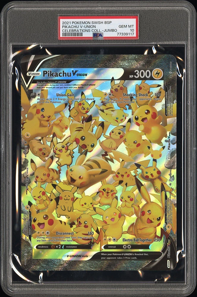 2021 Pokemon Swsh Black Star Promo Pikachu V-union Celebrations Collection-jumbo PSA 10