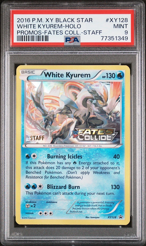2016 Pokemon Xy Black Star Promo Xy128 White Kyurem-holo Fates Collide-staff PSA 9
