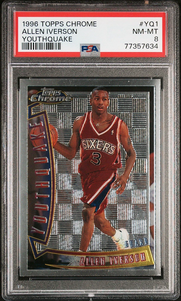 1996 Topps Chrome Youthquake Yq1 Allen Iverson PSA 8