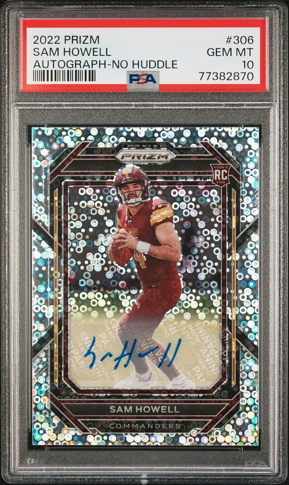 2022 Panini Prizm 306 Sam Howell Autograph-no Huddle PSA 10