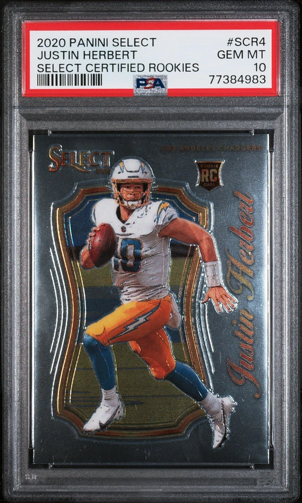 2020 Panini Select Select Certified Rookies Scr4 Justin Herbert PSA 10