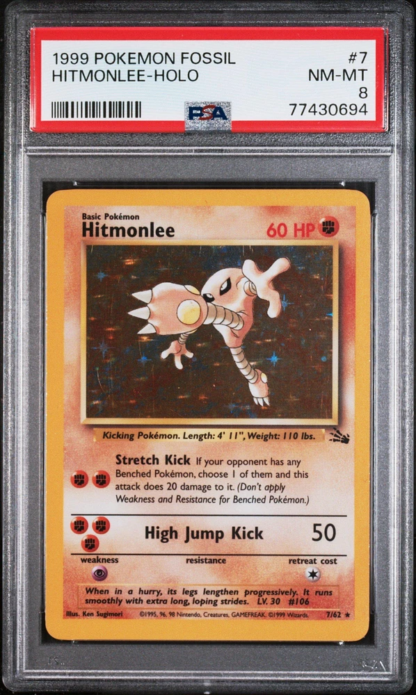 1999 Pokemon Fossil 7 Hitmonlee PSA