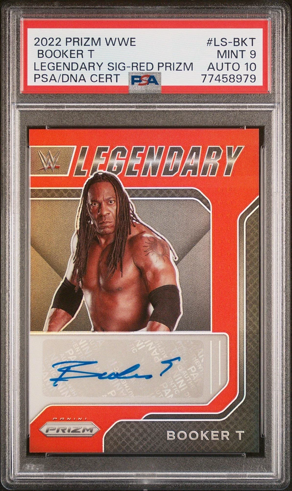 2022 Panini Prizm Wwe Legendary Signatures Ls-bkt Booker T Red Prizm PSA 9