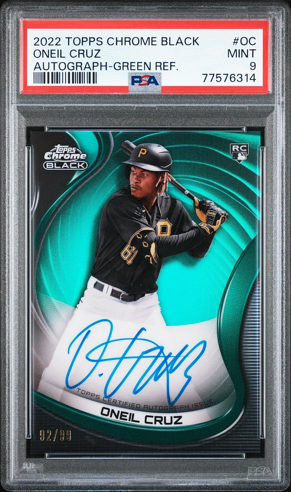 2022 Topps Chrome Black Autographs Oc Oneil Cruz PSA 9