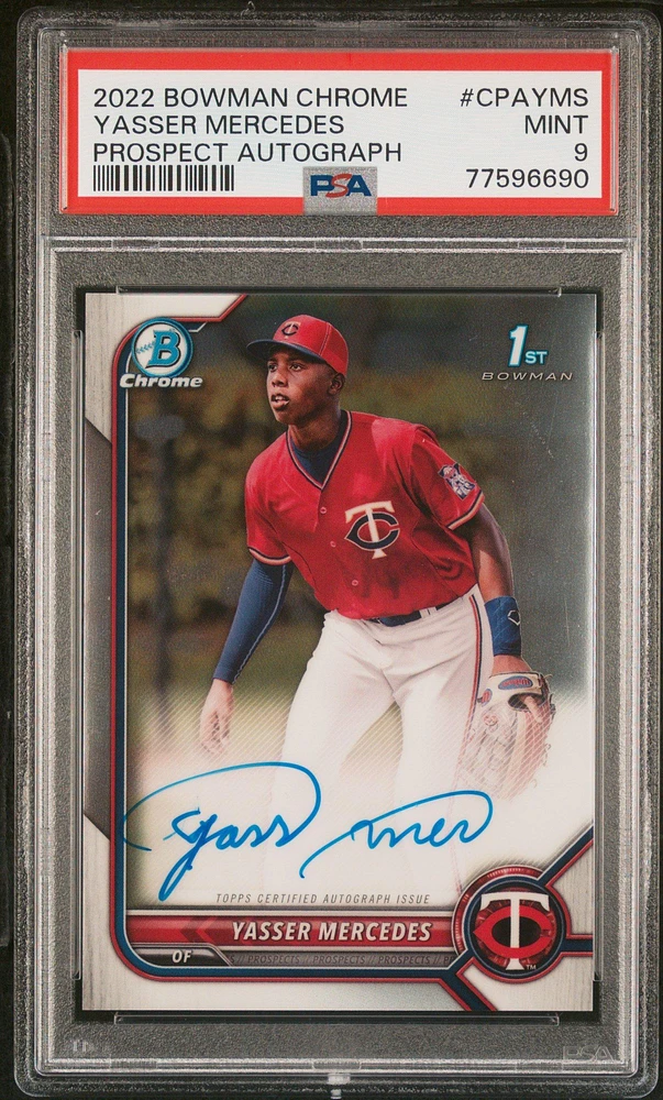2022 Bowman Chrome Prospect Autographs Cpayms Yasser Mercedes PSA