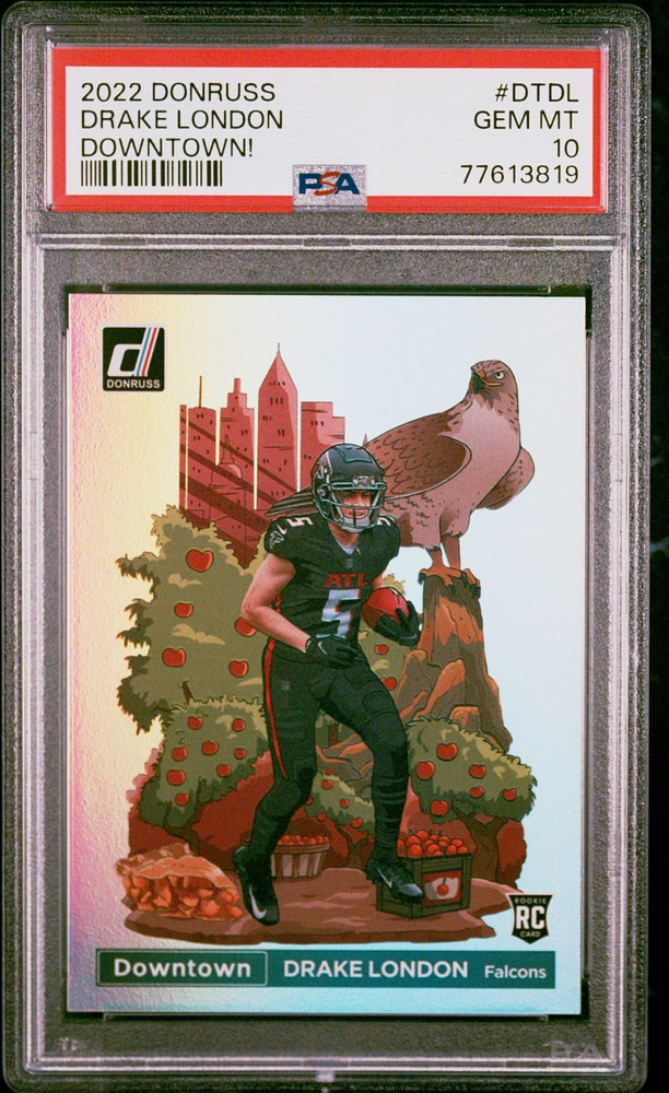 2022 Panini Donruss Downtown Dt-dl Drake London PSA 10