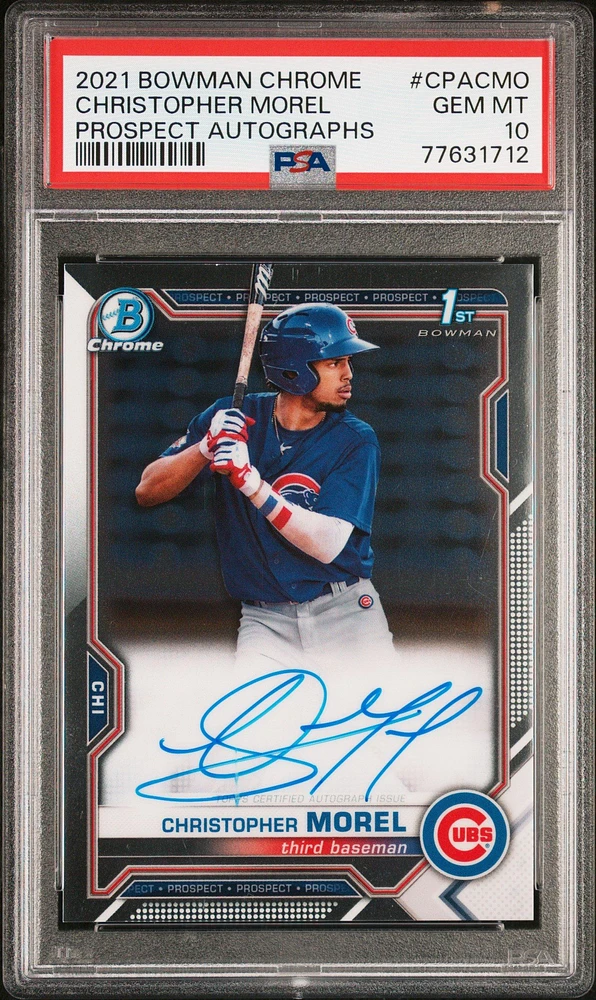 2021 Bowman Chrome Prospect Autographs Cpacmo Christopher Morel PSA 10