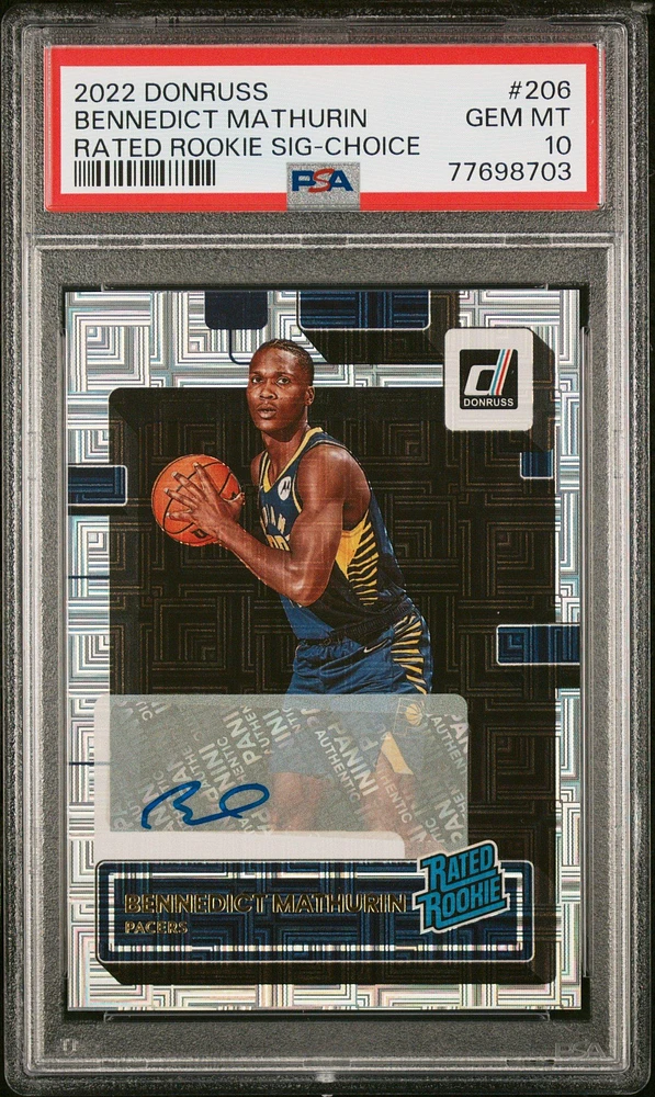 2022 Panini Donruss 206 Bennedict Mathurin Rated Rookie Signature-choice PSA 10