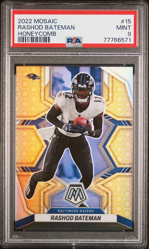 2022 Panini Mosaic 15 Rashod Bateman Honeycomb PSA 9