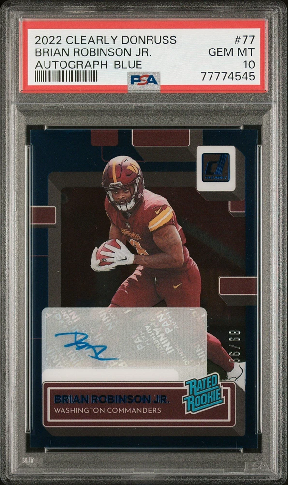 2022 Panini Clearly Donruss 77 Brian Robinson Jr. Autograph-blue PSA 10