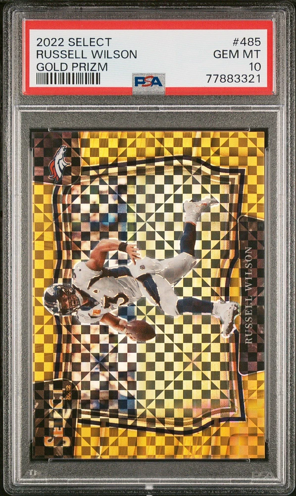 2022 Panini Select 485 Russell Wilson Gold Prizm PSA 10