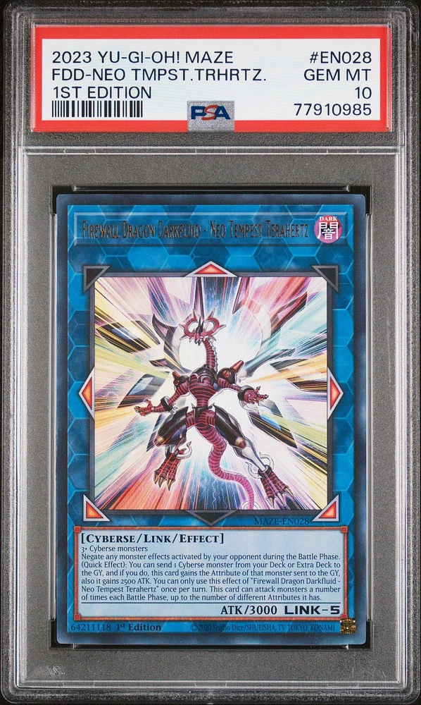 2023 Yu-gi-oh! Maze Of Memories En028 Firewall Dragon Darkfluid-neo Tempest Terahertz 1st Edition PSA 10