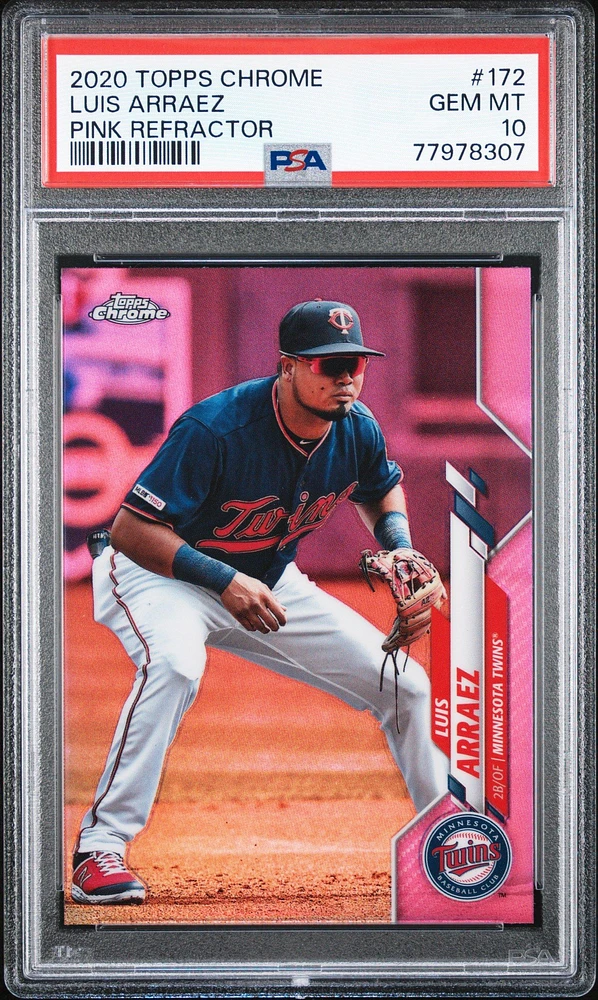 2020 Topps Chrome 172 Luis Arraez Pink Refractor PSA 10