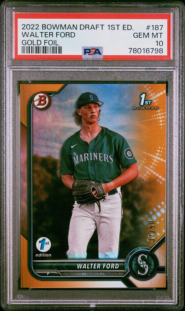 2022 Bowman Draft 1st Edition 187 Walter Ford Gold Foil PSA 10