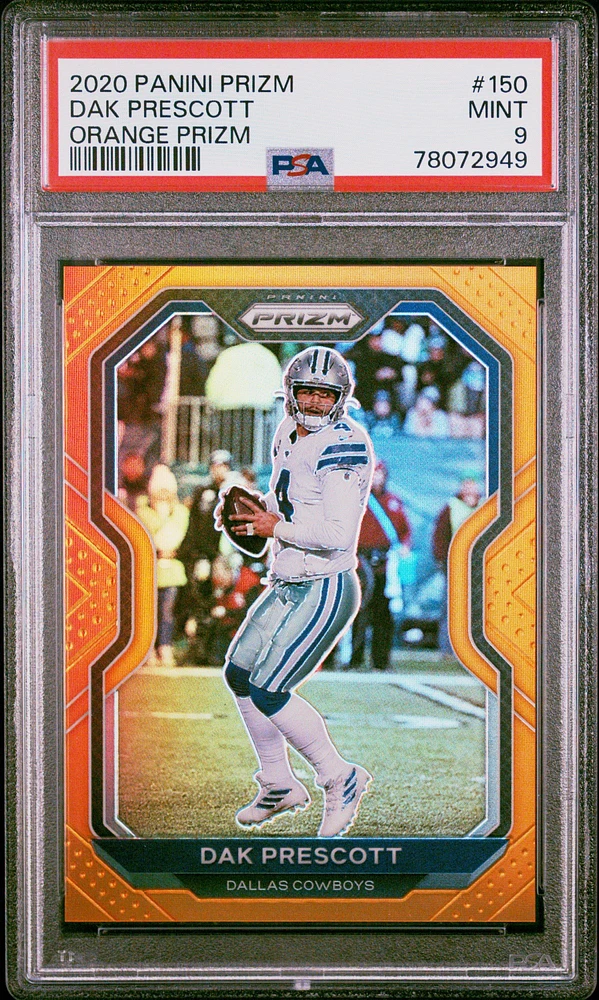 2020 Panini Prizm 150 Dak Prescott Orange Prizm PSA 9