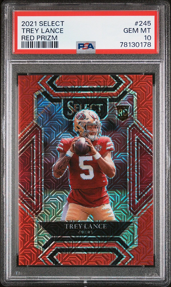 2021 Panini Select 245 Trey Lance Red Prizm PSA 10