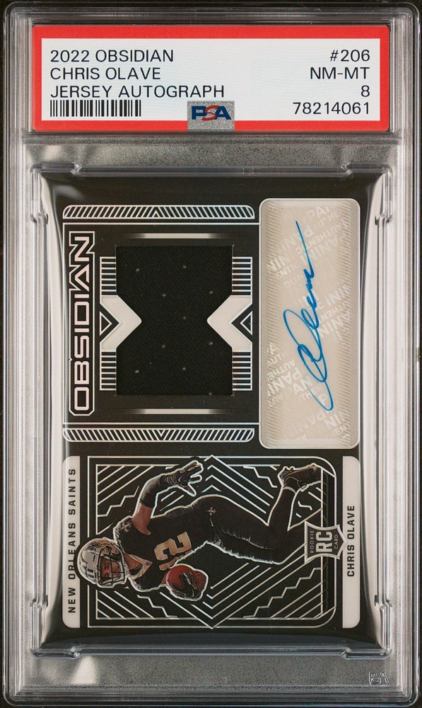 2022 Panini Obsidian 206 Chris Olave Jersey Autograph PSA 8