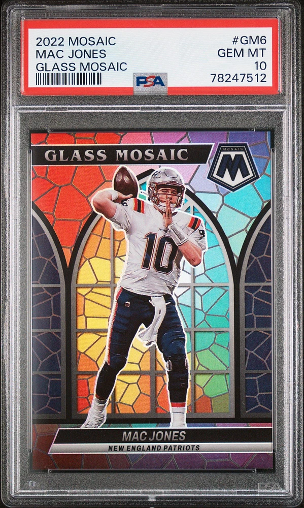 2022 Panini Mosaic Glass Mosaic Gm6 Mac Jones PSA 10